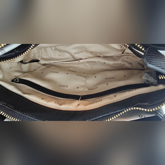 GUESS Noelle triple compartment faux-leather women's small crossbody bag - Black - Picture 11 of 13